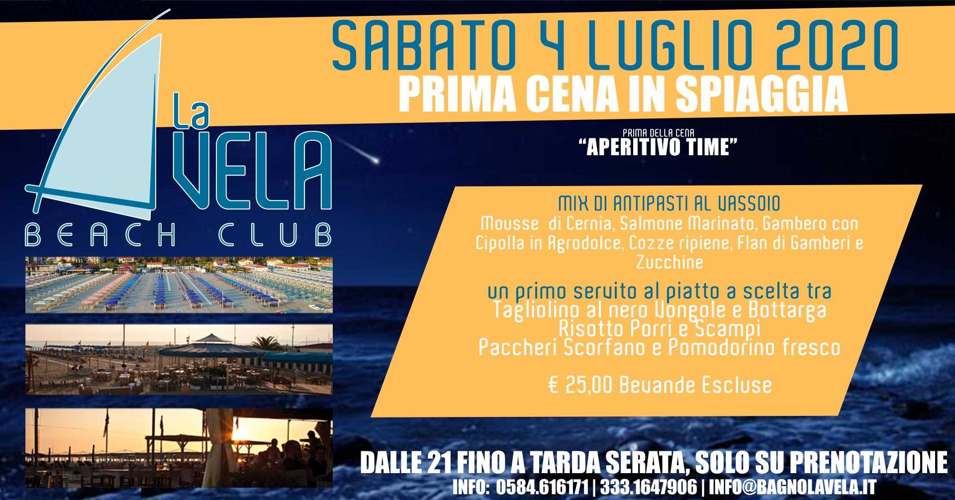 Cena Spiaggia La Vela Versilia