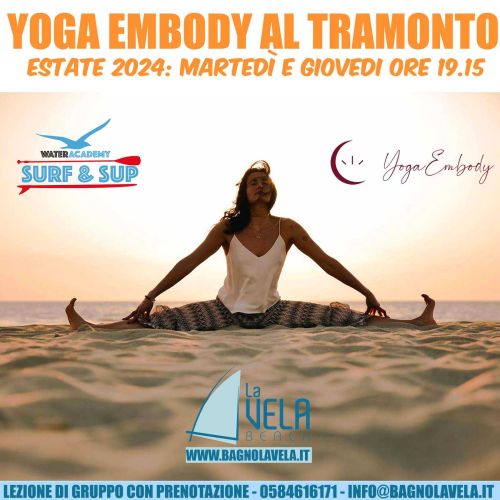 yoga tramonto versilia estate spiaggia camaiore