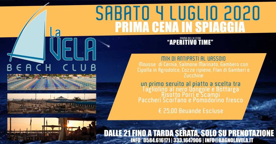 Cena Spiaggia La Vela Versilia
